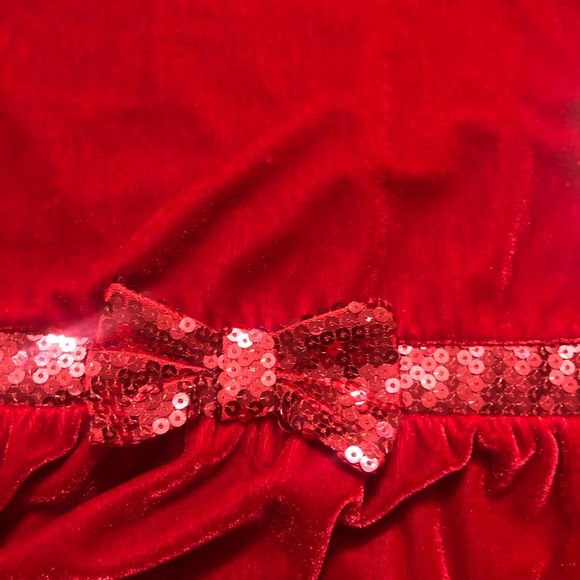 Red George Girls' Sequin Velour Dress with Front Bow Belt: Size XL 14/16 - Picture 2 of 4